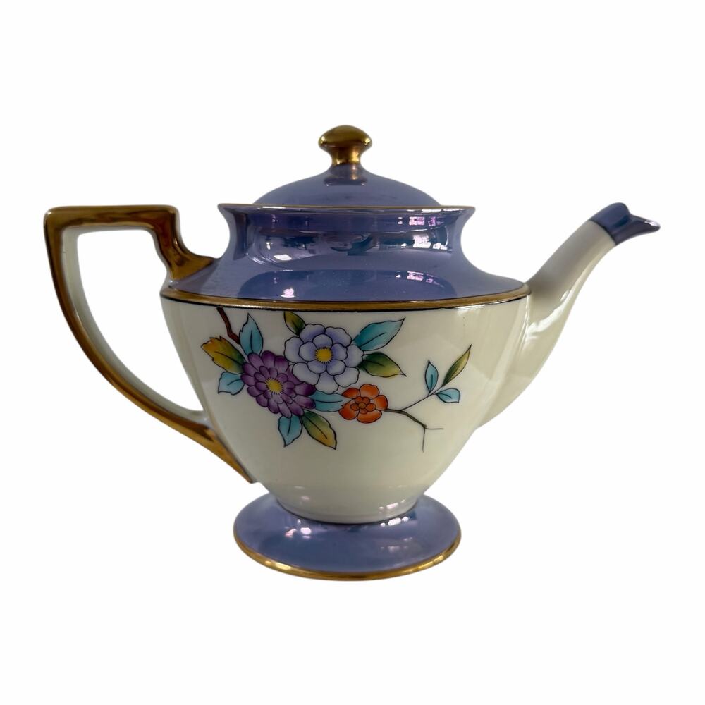 Vintage Noritake Lusterware Hand Painted Japanese Floral Teapot - Picture 4 of 10